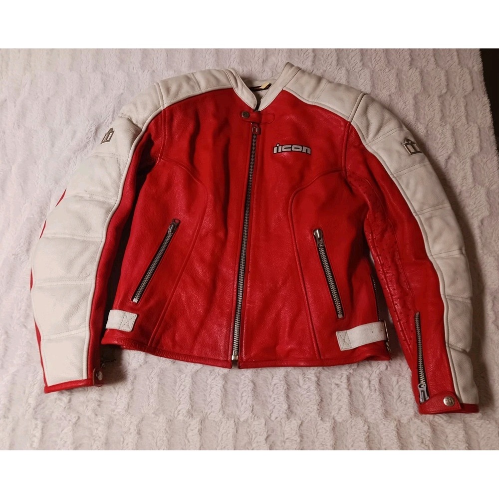 icon Tuscadero Leather Motorcycle Armor Jacket Women's Size Large(12-14) w/Liner